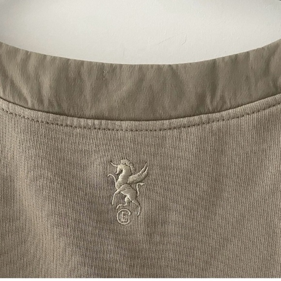 European Culture Sweatshirt Size Large Khaki Color Quilted Front Crew Neckline - Picture 3 of 6